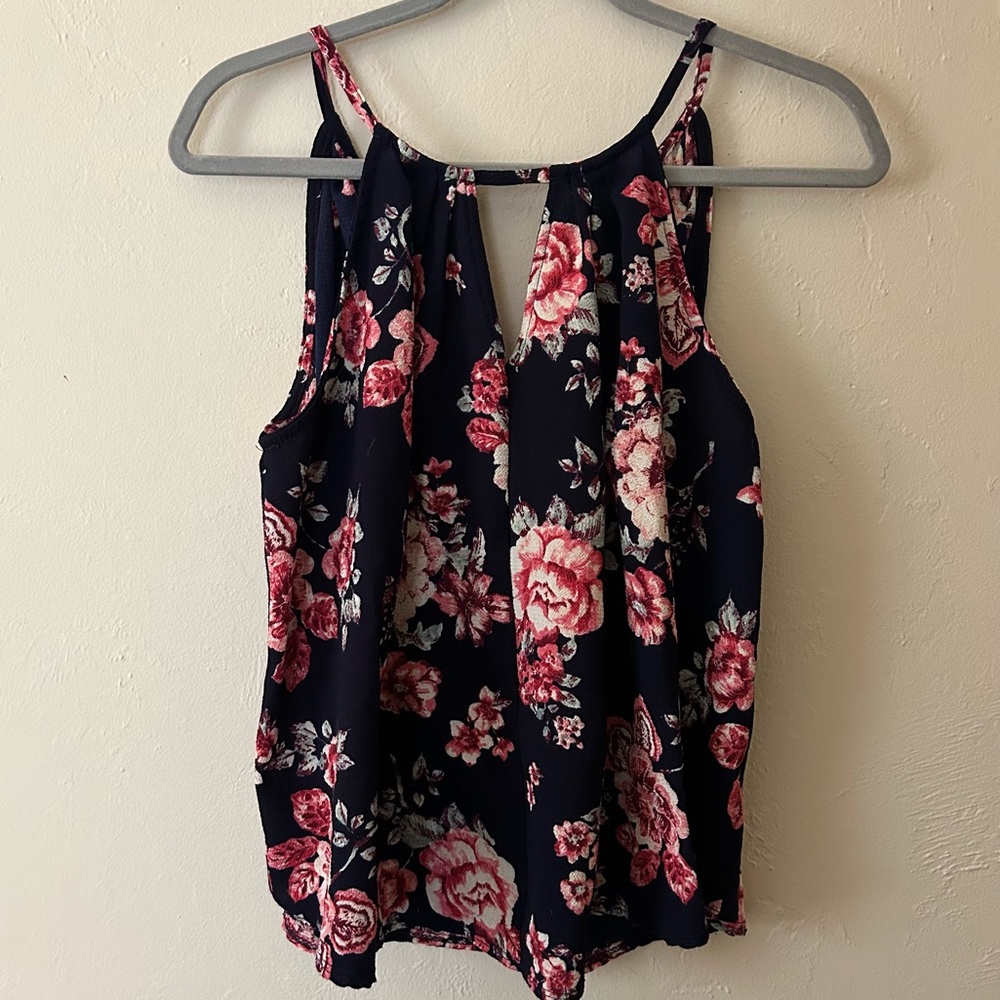 Navy Floral Blouse